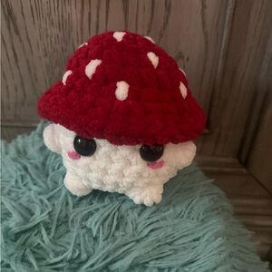 Handmade Crochet Red and White Mushroom Plush Toy